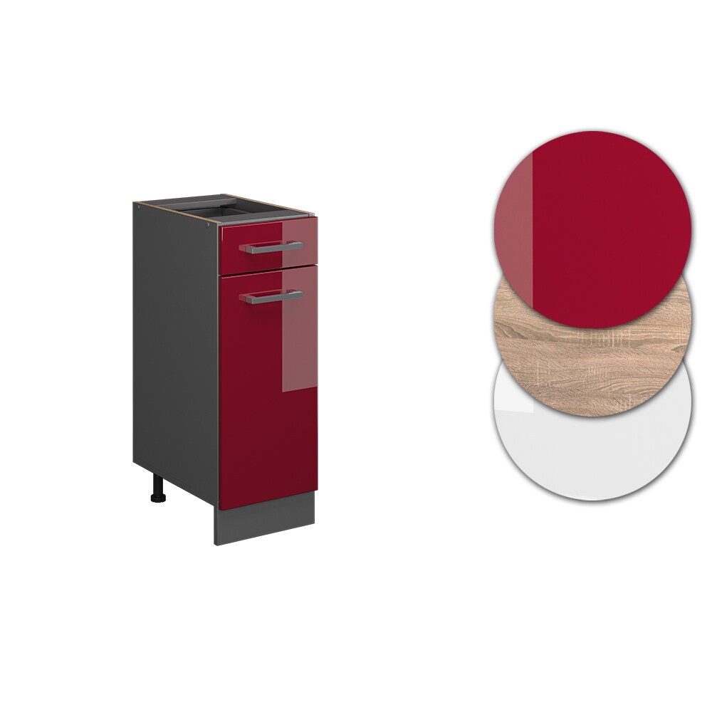 Vicco Schubunterschrank Küchenschrank Küchenzeile R-Line 30 cm Anthrazit Bordeaux Tür Schublade