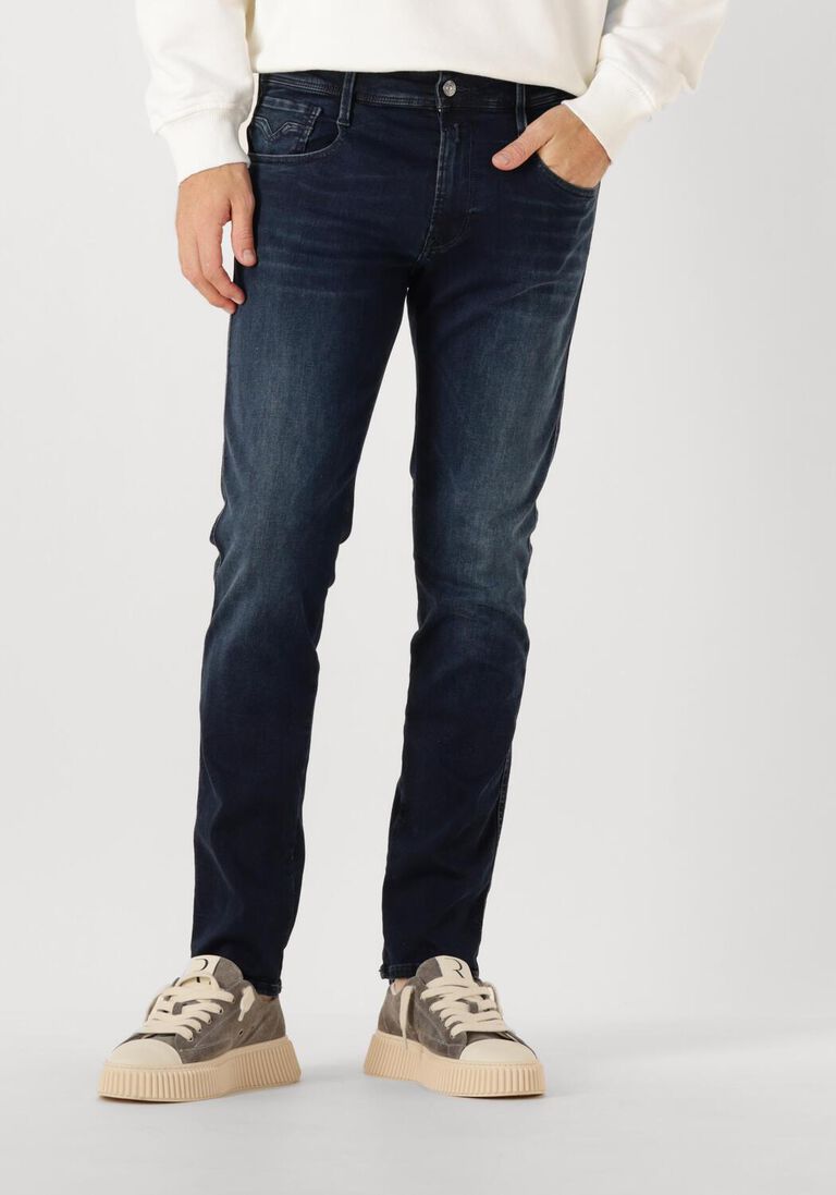 donkerblauwe replay straight leg jeans anbass