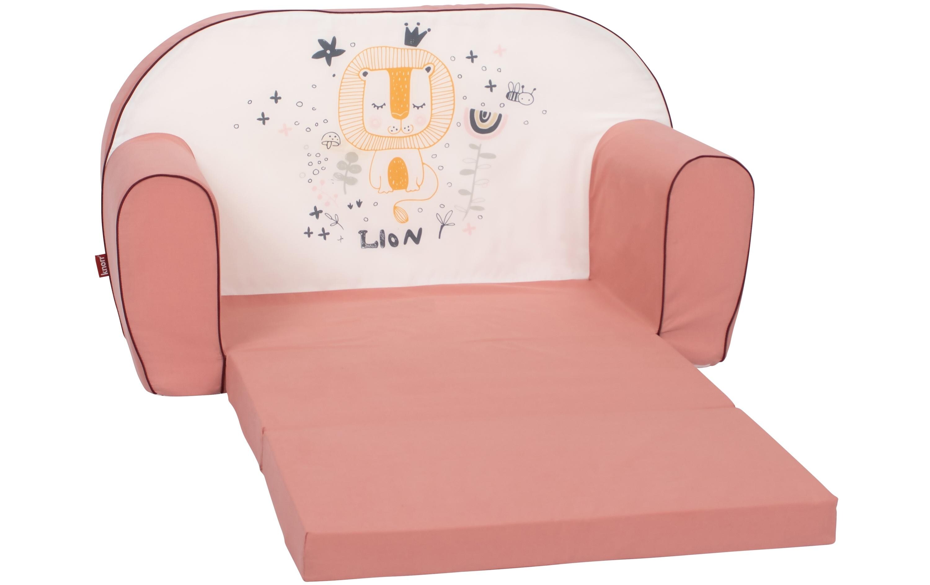 Kindersofa Löwe Leo roseStabiles Sofa zum Ausziehen