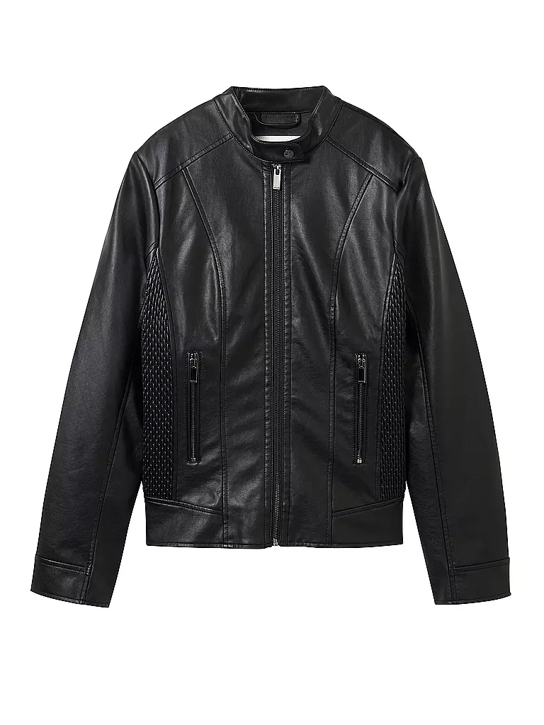 TOM TAILOR Jacke in Lederoptik schwarz