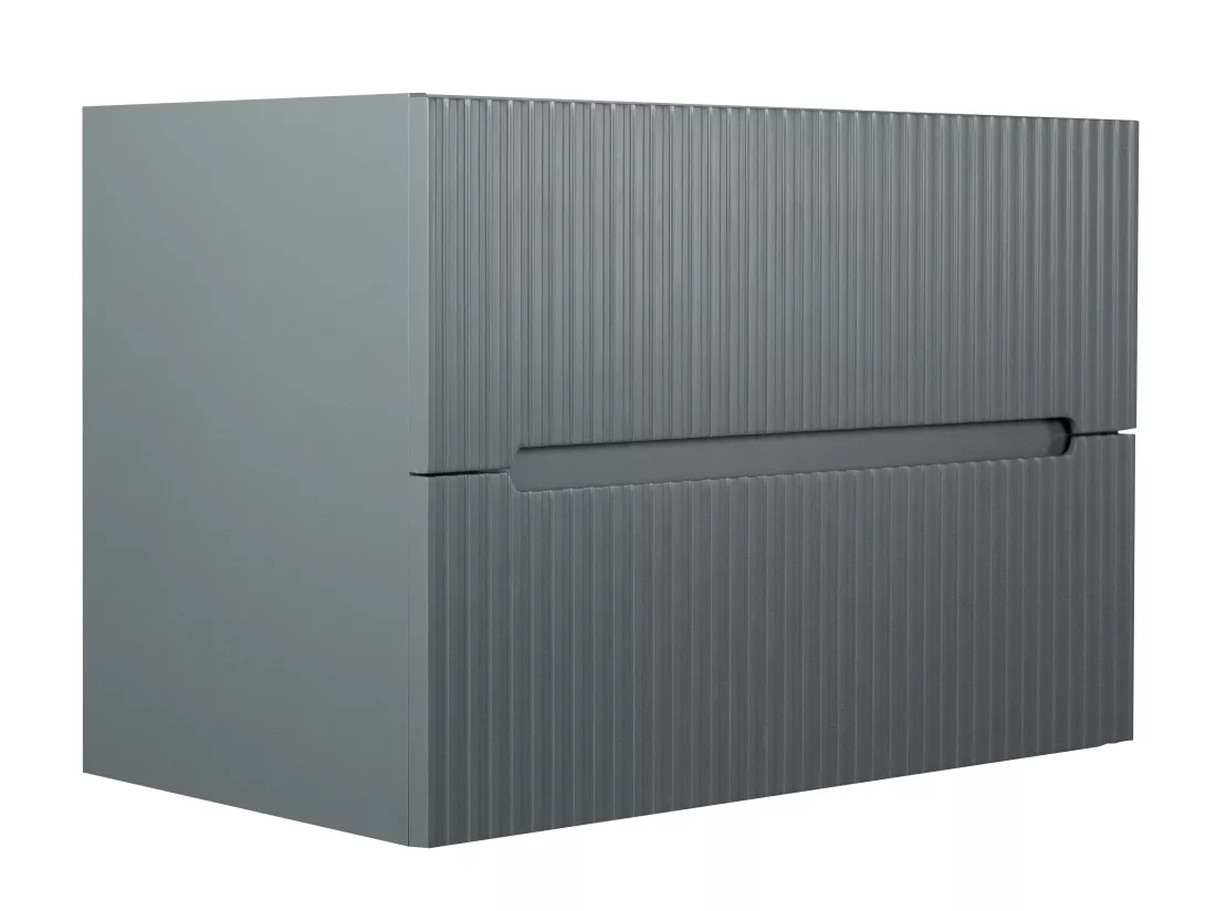 Meuble sous vasque suspendu strié gris - 80 cm - PAVANI