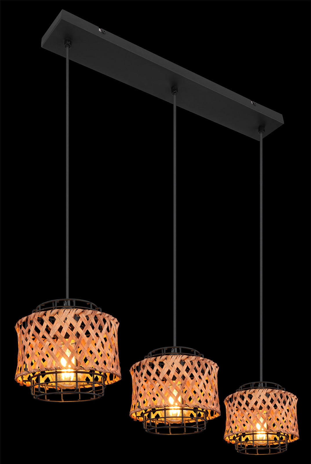 GINA Pendellampe braun, schwarz 15668-3H, D/H: 17 x 20 cm, Metall, Holz