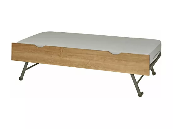 Sommier gigogne avec façade 2 mains 80x190 cm bois massif noisette MAKURIA