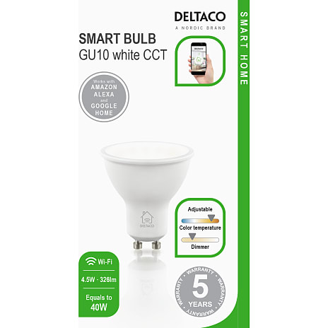Deltaco Smart LED-pære GU10 - hvid