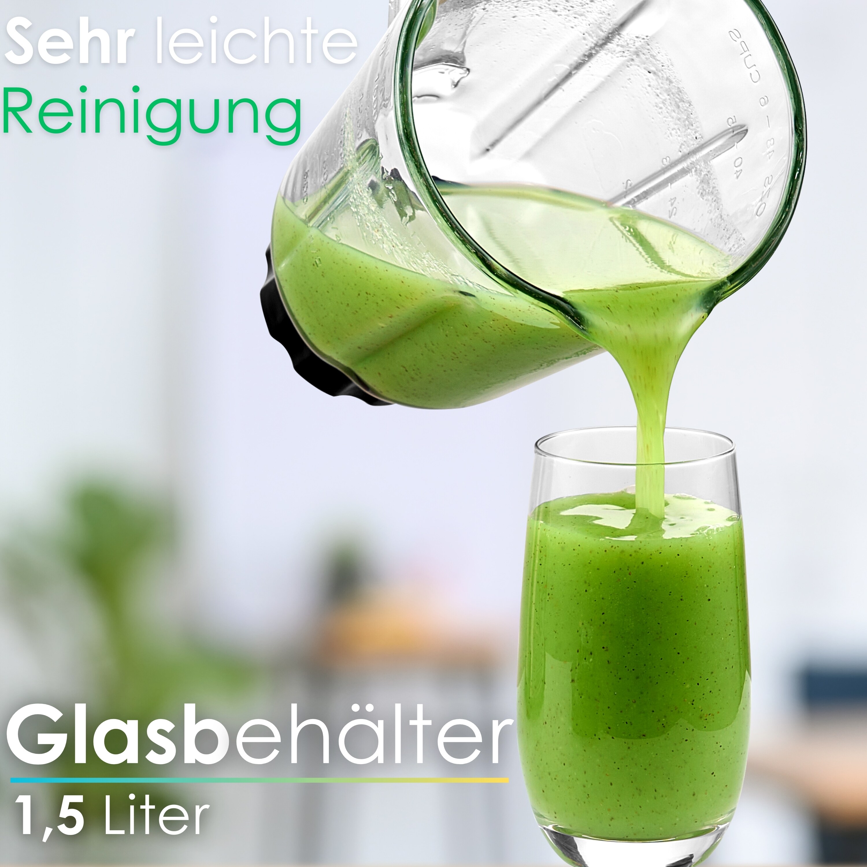 Steinborg Edelstahl Glas Standmixer 1.5L Glaskrug 2 Stufen+Puls 600W