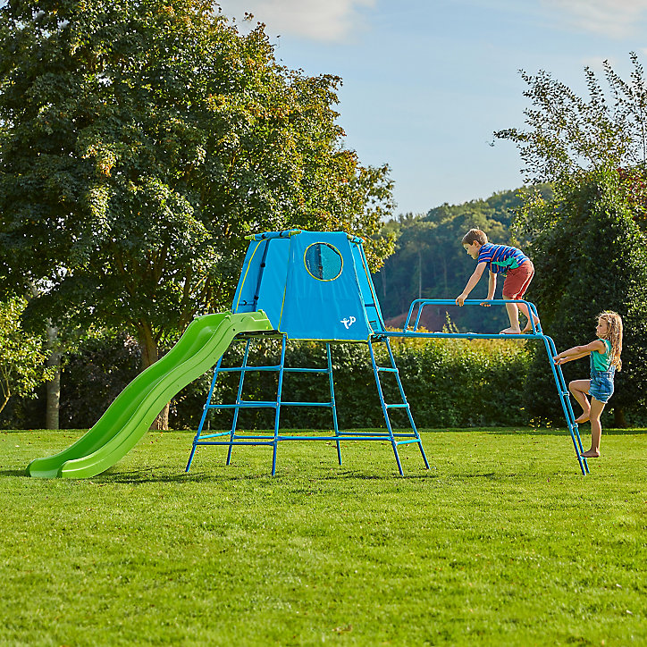 Aire de jeux en métal TP Toys Explorer tour, glissière et pont de singe