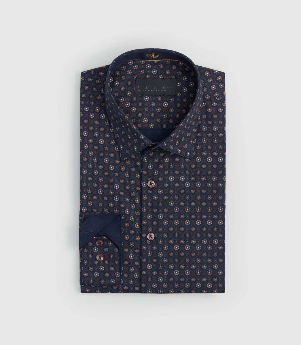 Chemise à micro motifs marron 