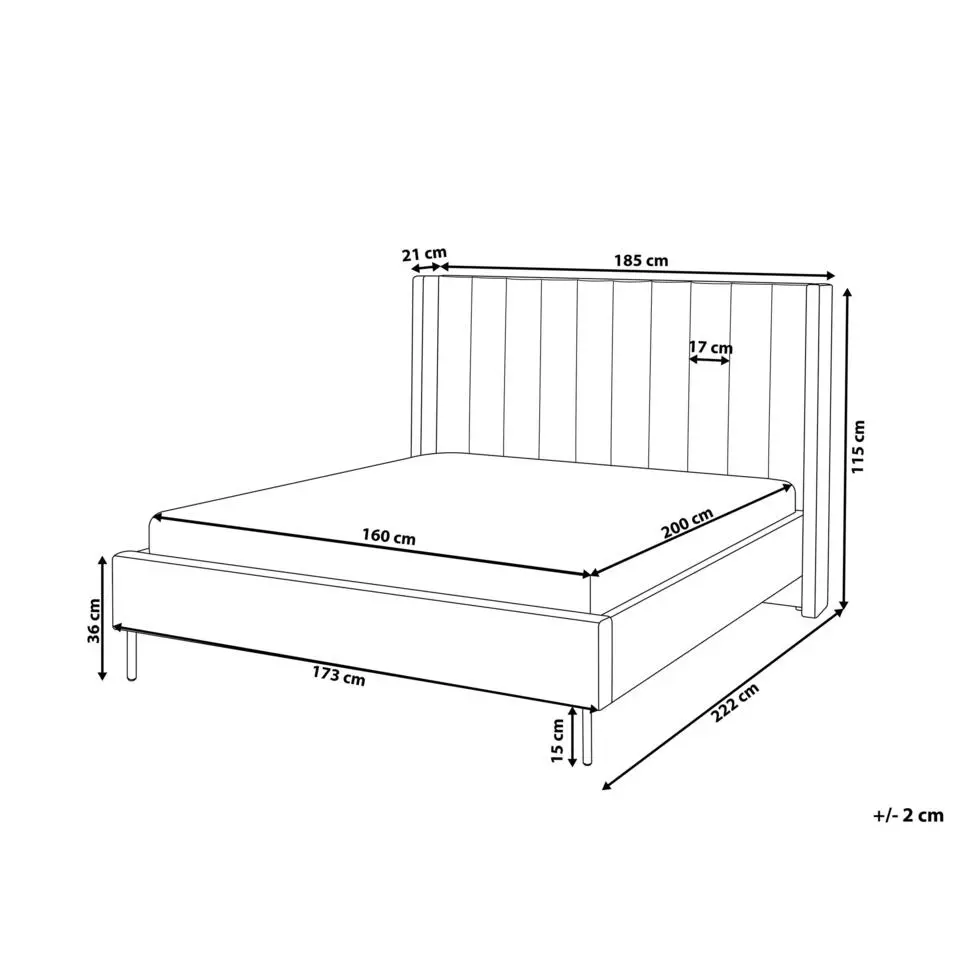 VILETTE - Tweepersoonsbed - Beige - 160 x 200 cm - Bouclé