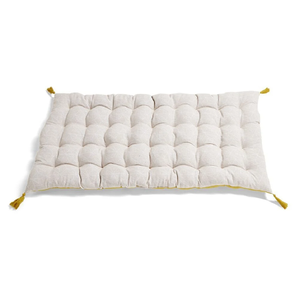 Matelas de sol 120x60cm pompons polycoton jaune