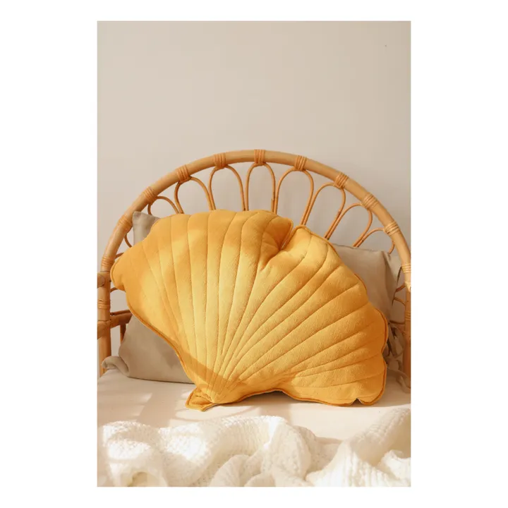 Moi Mili Coussin Ginkgo en lin | Jaune moutarde