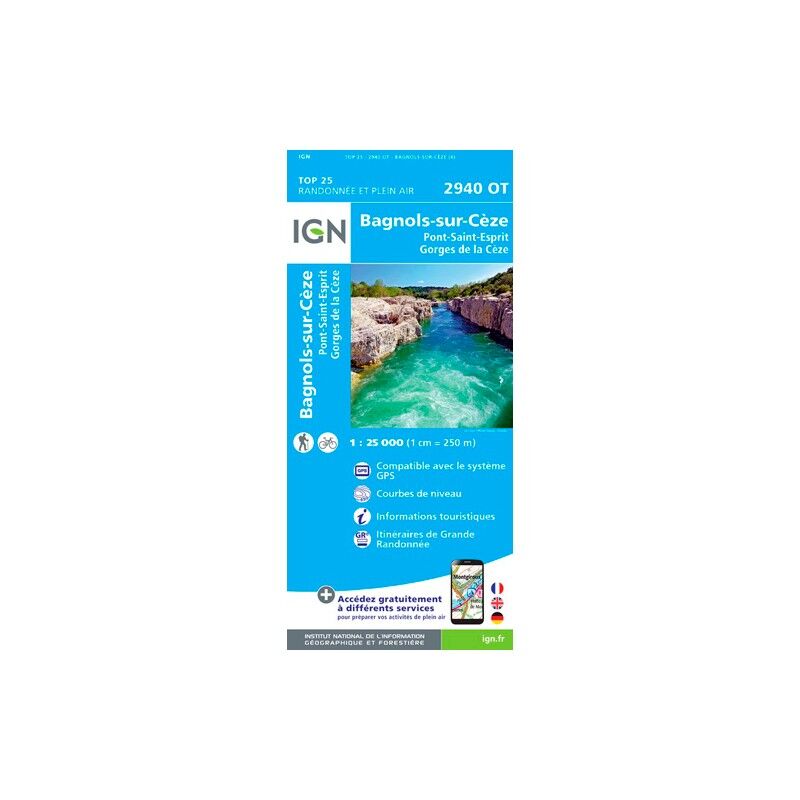 Bagnols-Sur-Cèze / Pont-St-Esprit / Forêts De Valbonne Et De Méjannes - Carte topographique