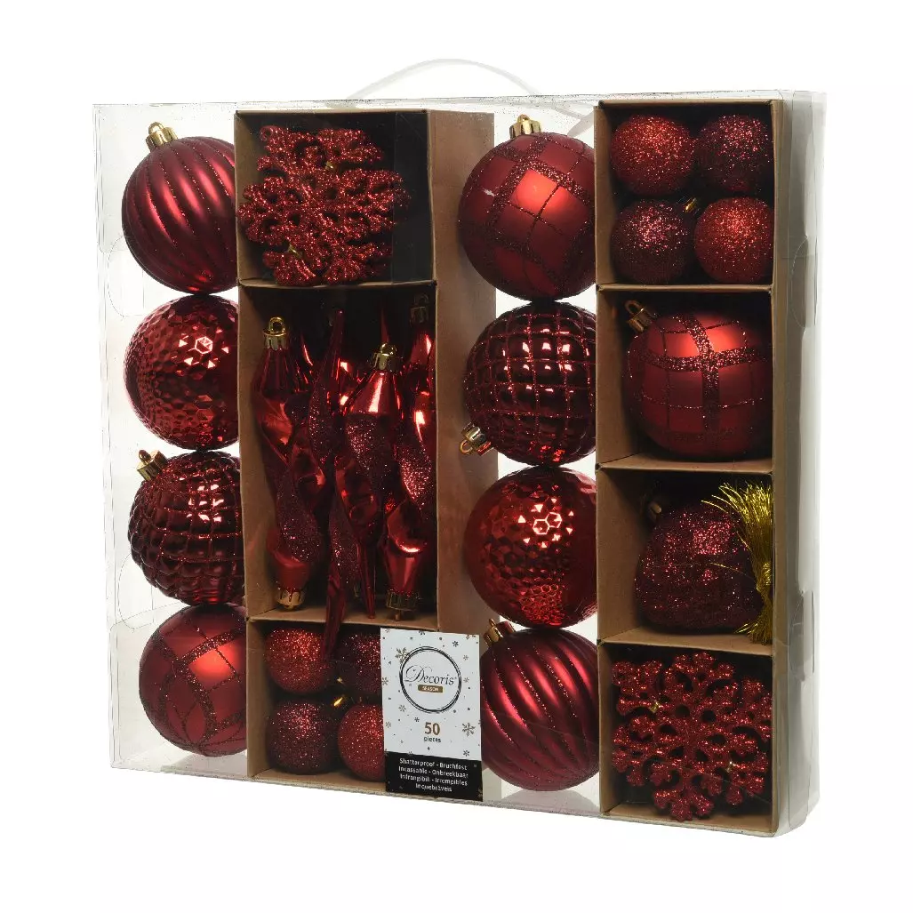Kit de décoration de sapin de Noël Zaven Bordeaux/ Rouge