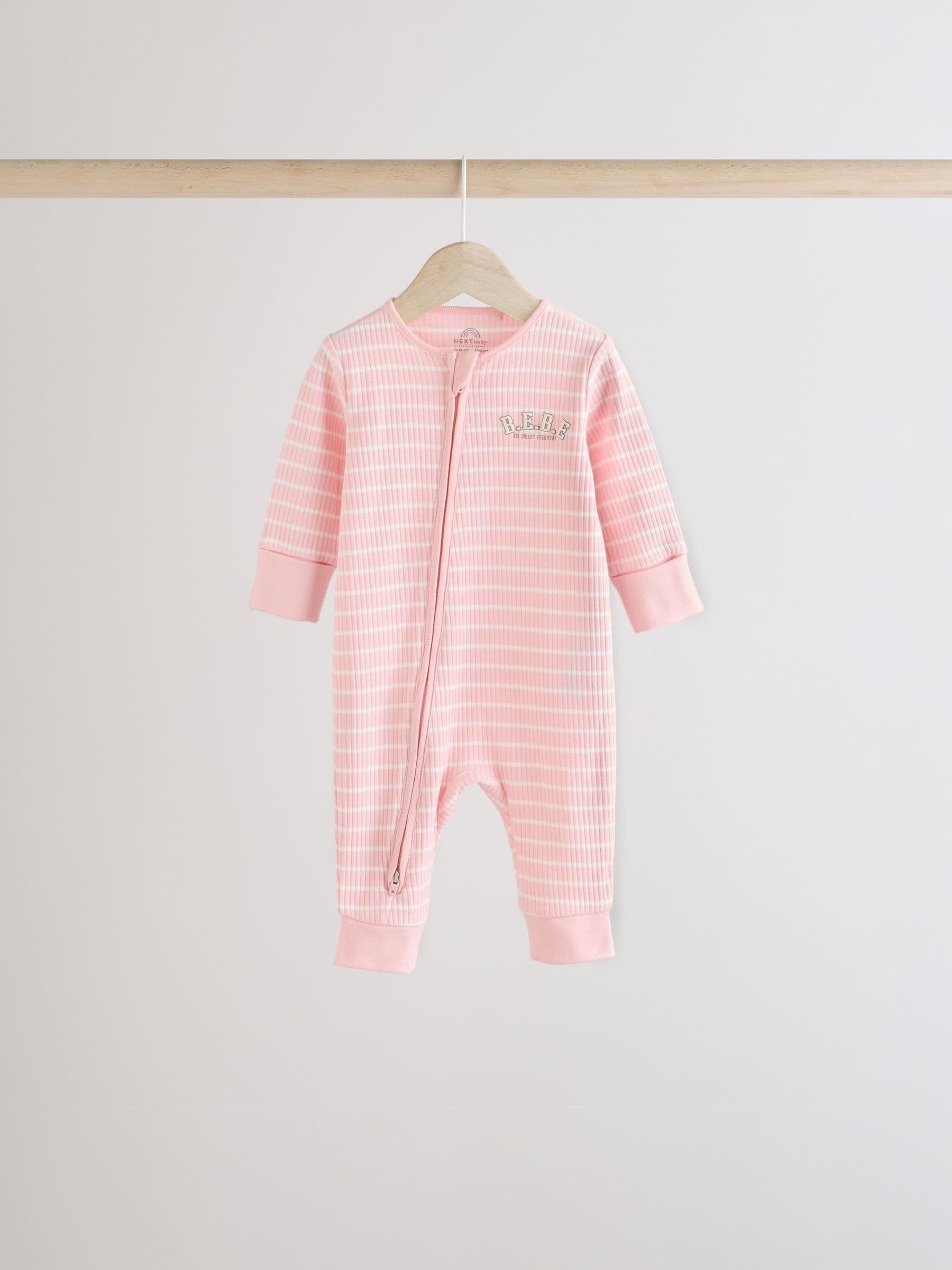 Roze/grijs - 3 Pack Baby-pyjama's met tweewegrits (0mnd -3jr)