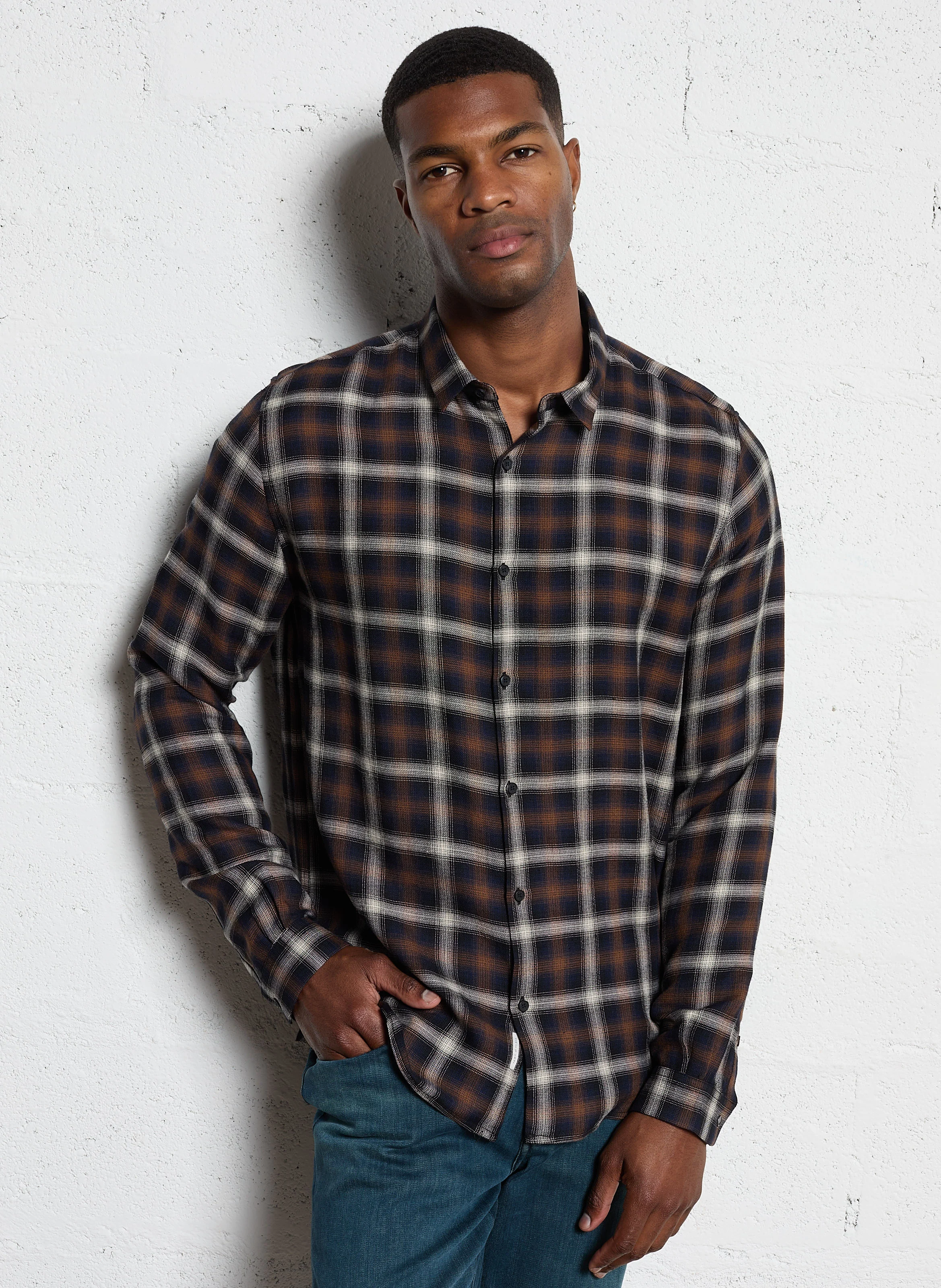 Chemise regular à carreaux | Marron