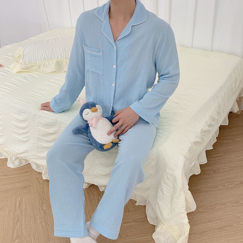 Siensien - Bijpassende pyjamaset voor koppels: top met lange mouwen + broek