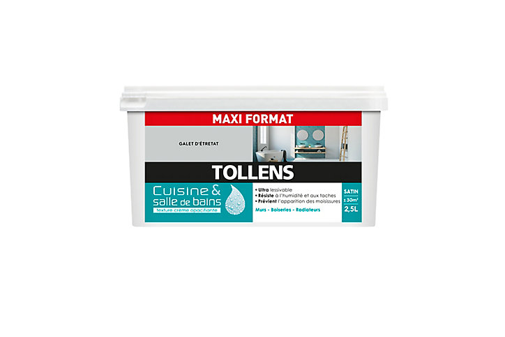 Peinture cuisine et salle de bains Tollens galet d'étretat satin 2L5
