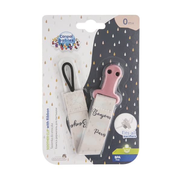 CANPOL BABIES soother clip with ribbon BONJOUR PARIS, 51/026_pin
