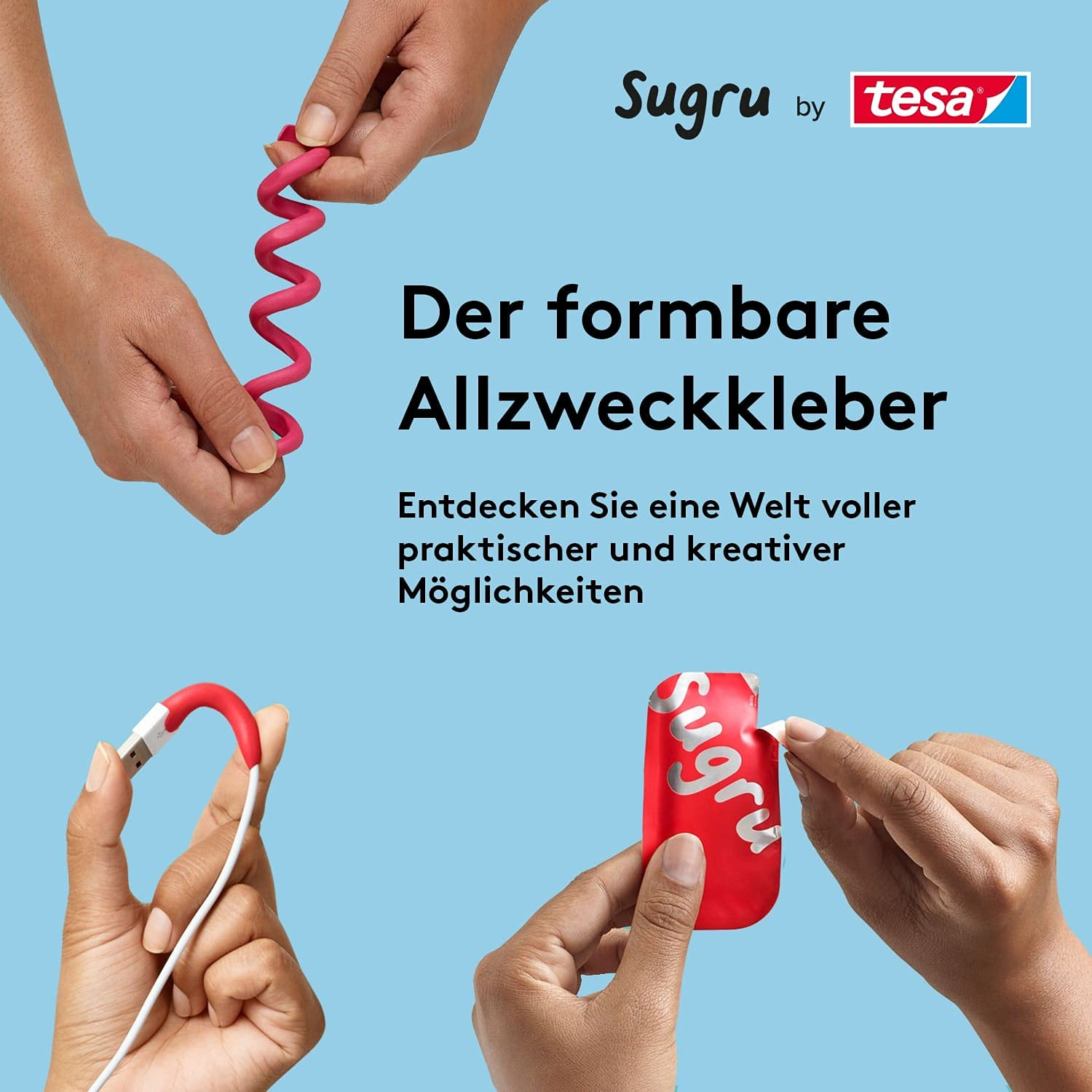 (8er Set) Sugru Formbarer Allzweckkleber DIY Klebeknete Knetbarer Alleskleber (41287-00001-00) - Weiss