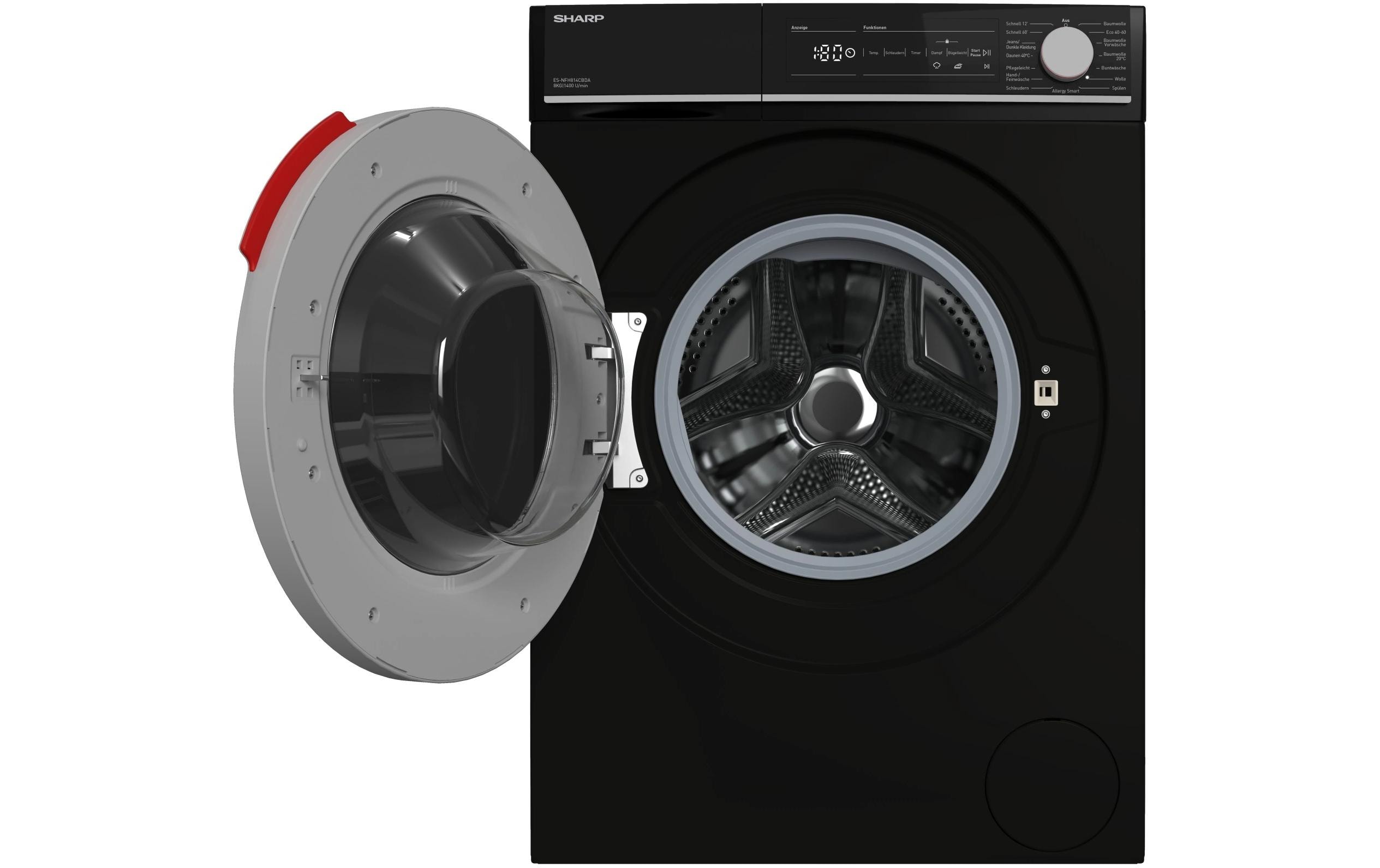 Waschmaschine ES-NFH814CBDA-DE Links<br>Frontloader mit 8 kg Ladekapazität