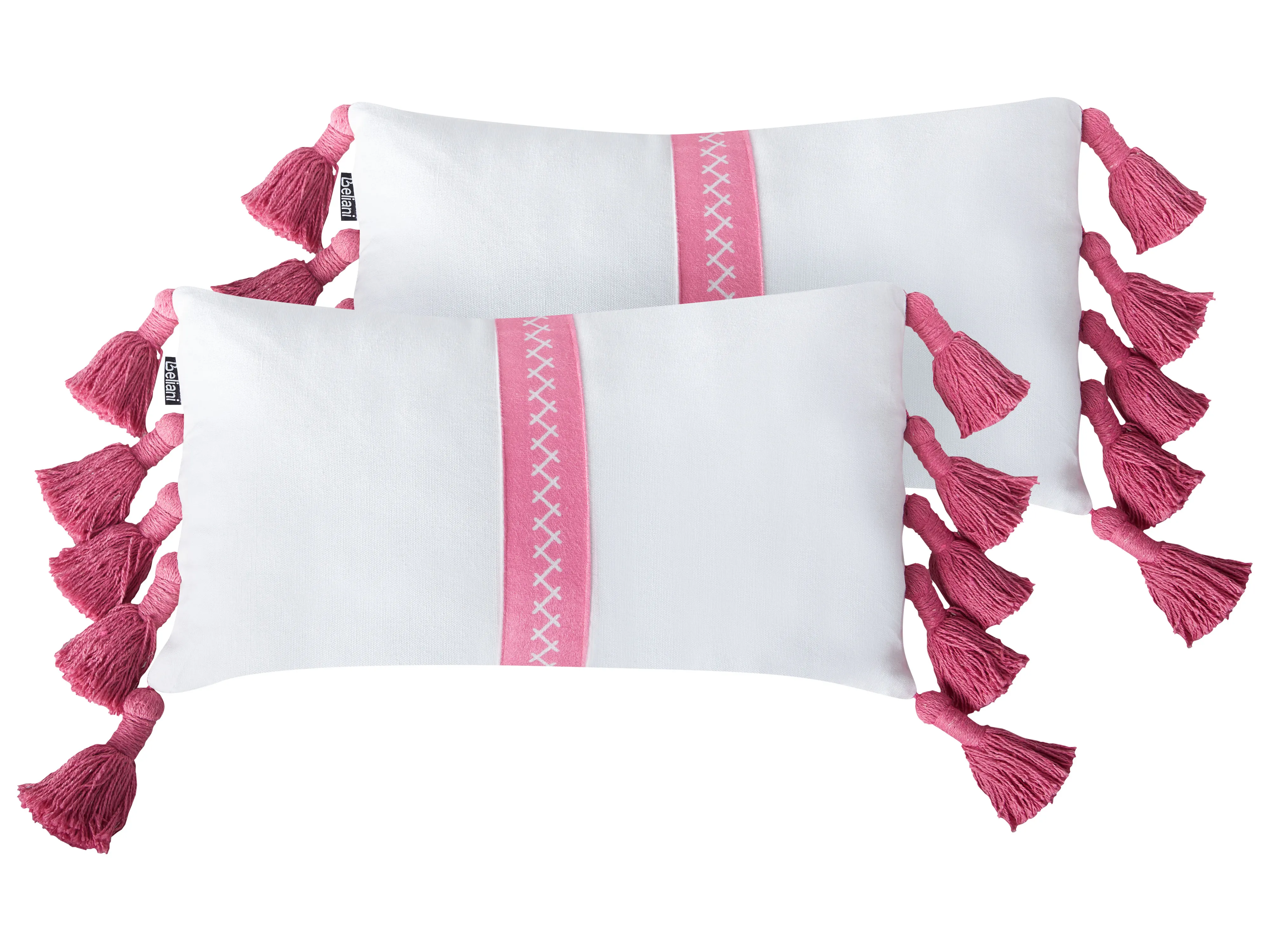 Set van 2 sierkussens LOVELY Katoen 30 x 50 cm Wit Roze