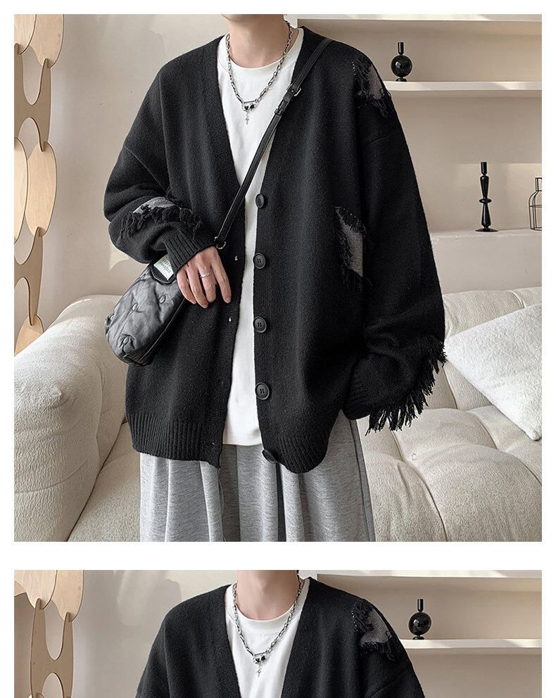 Drawouf - V-hals franje patchwork vest
