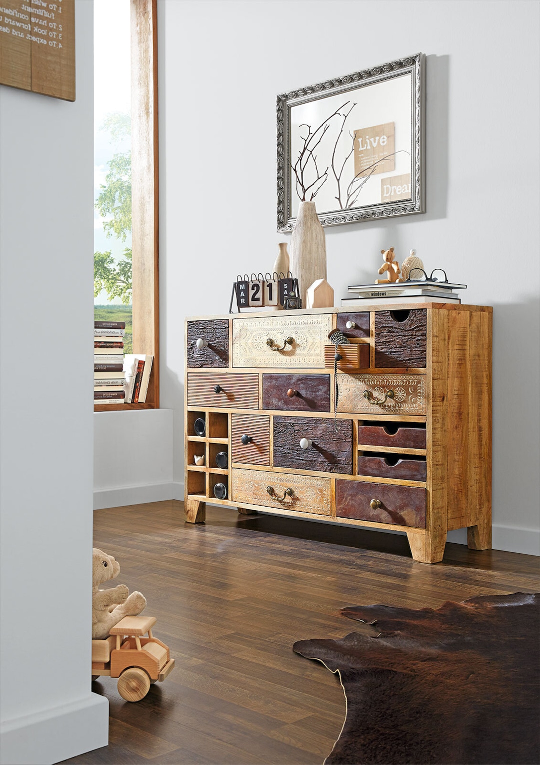 INTERhome Sideboard PUNO 114 x 80 cm braun Mango massiv
