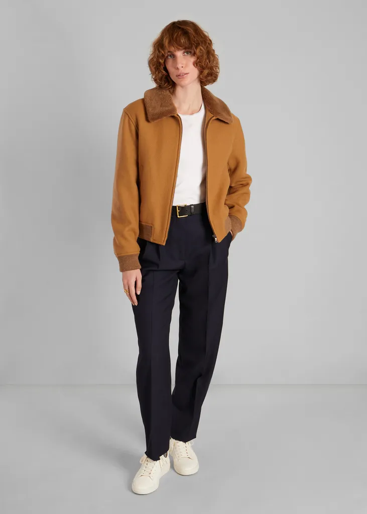 Blouson col effet mouton en laine vierge L'Exception Paris