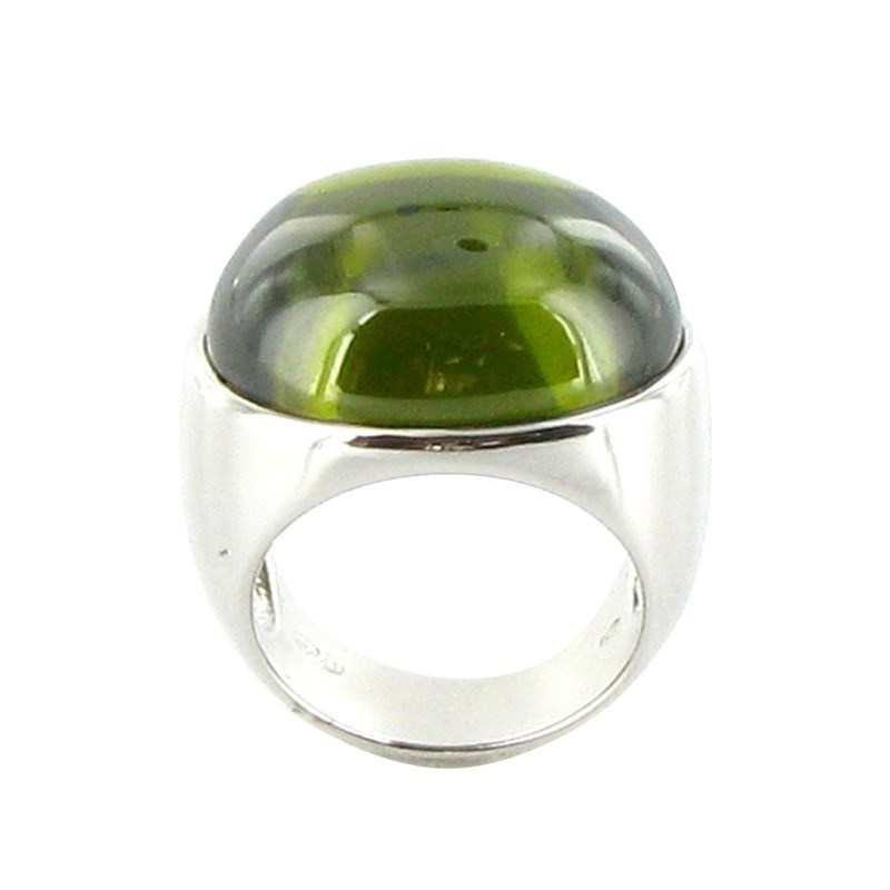 Bague Miroir Verte Argent et Zirconium
