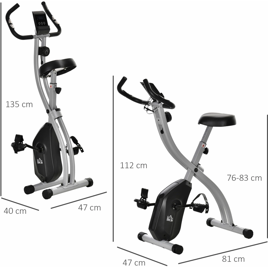 HOMCOM Heimtrainer mit 8 Wiederstandsstufen grau, schwarz