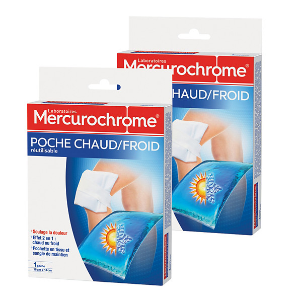 2 poches chaud/ froid réutilisable Mercurochrome