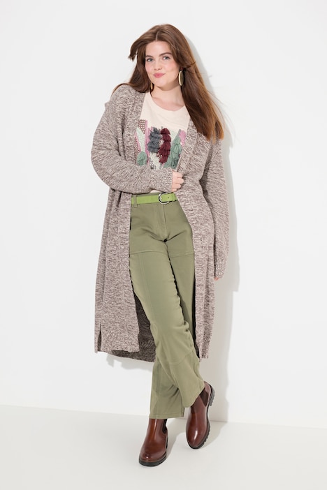 Long-Strickjacke, offenes Modell, Biobaumwolle