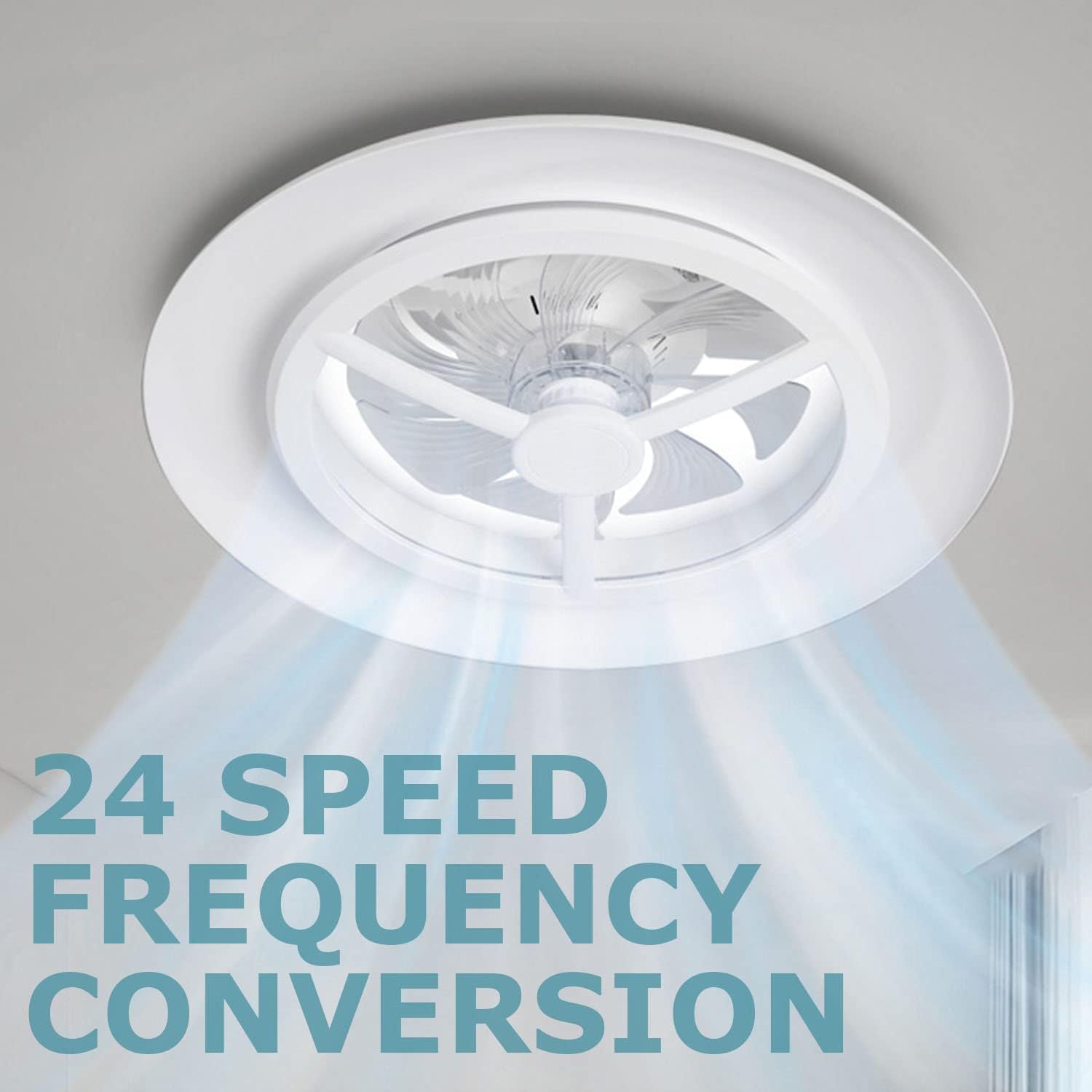 55cm Smart LED Deckenleuchte mit Ventilator, Deckenventilatorleuchten ohne Lampenschirm, Windgeschwindigkeiten einstellbar, dimmbares Licht, moderne Ventilatorbeleuchtung, 3000-5500K