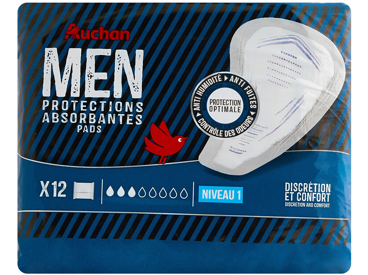 PENSOS INCONTINÊNCIA AUCHAN HOMEM NÍVEL 1 C/BOLSA 12UN