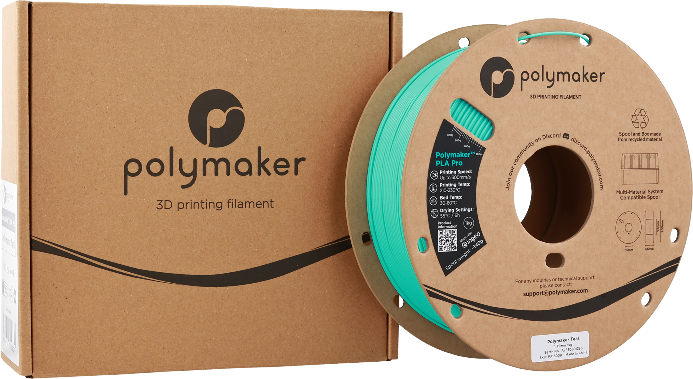 Polymaker  PLA Pro Polymaker Teal, 1,75 mm / 1000 g    Neue, verbesserte Formulierung: Hochleistungs-High Speed-PLA in Polymaker Teal