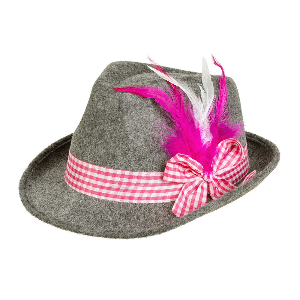 Oktoberfest Tiroler Hoed Grijs Roze