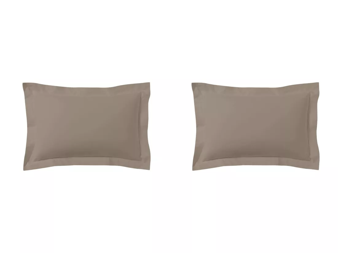 Lot de 2 taies d'oreillers biscuit 100% coton 50x70 cm