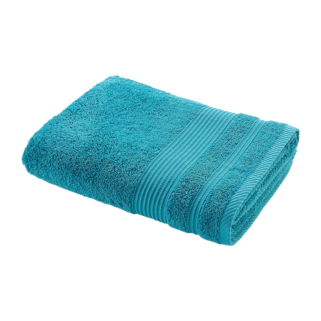 Drap de douche coton bleu paon 70x130cm