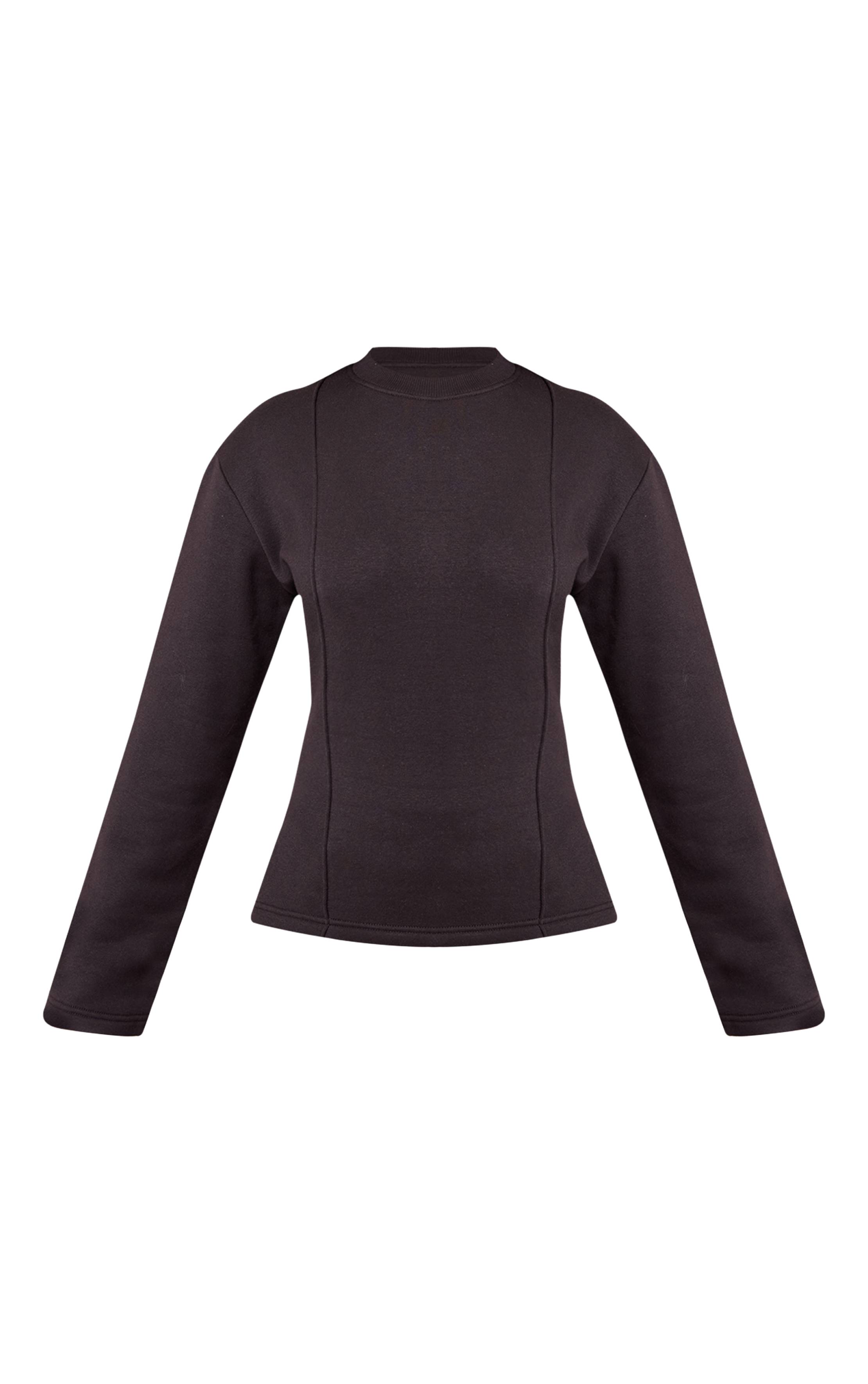 Charbon Sweat-shirt Petite À Manches Longues Avec Taille Cintrée