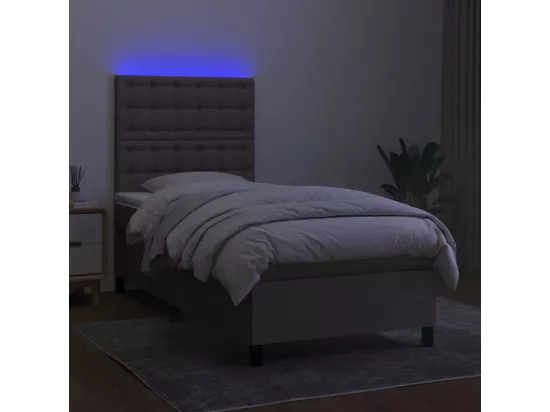 Sommier tapissier avec matelas et LED Taupe 90x190 cm Tissu