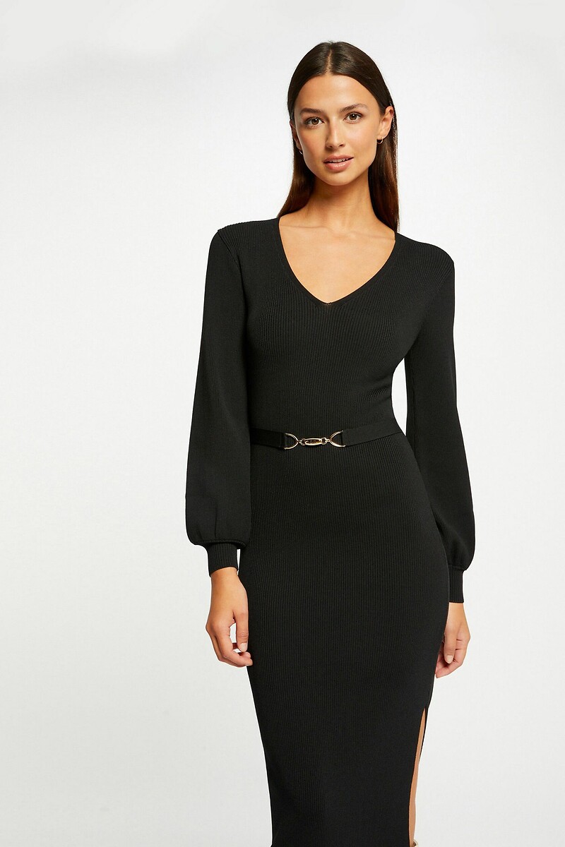 MORGAN<br>Vestido longo de malha ajustado com detalhes