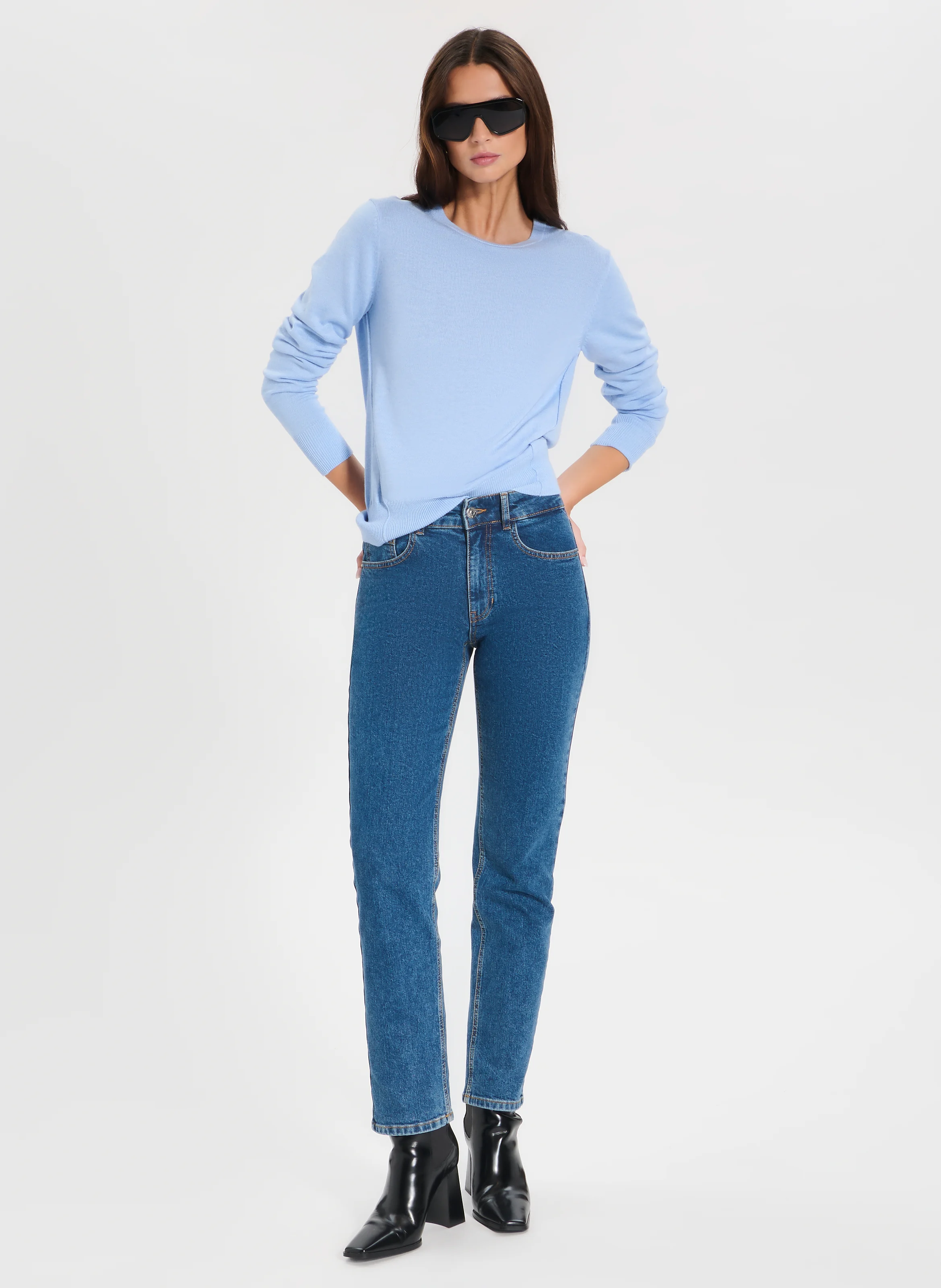 PUCCINO - Pull droit en maille | Bleu