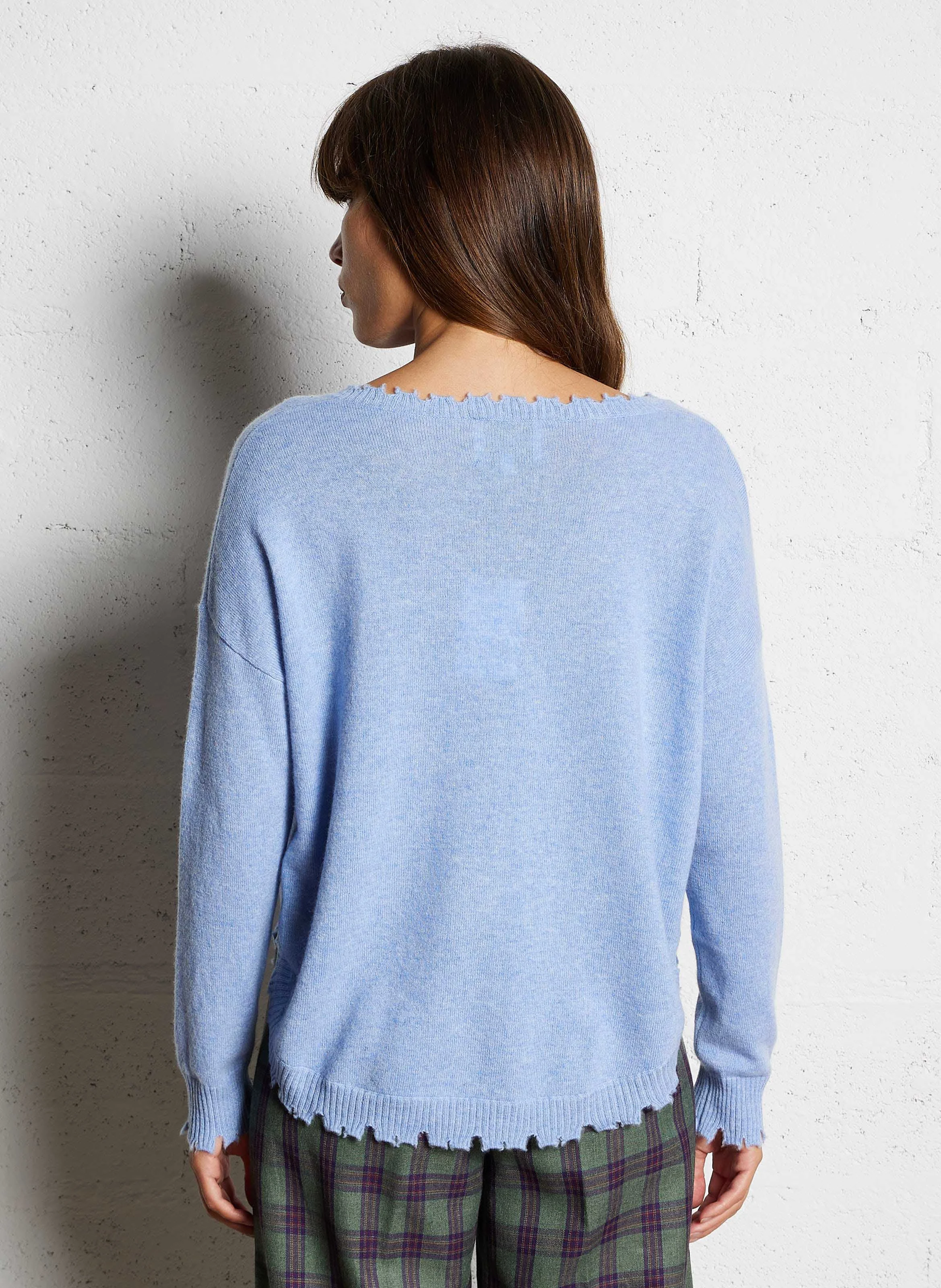 MELA - Pull oversize en cachemire maillé | Bleu