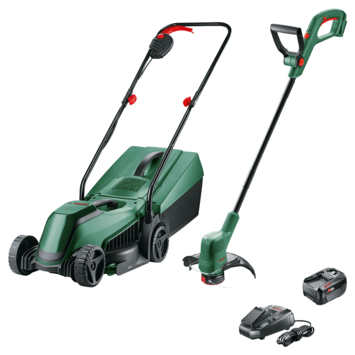 Bosch 18V grasmaaier EasyMower + trimmer EasyGrassCut (incl. 4.0Ah accu + lader)
