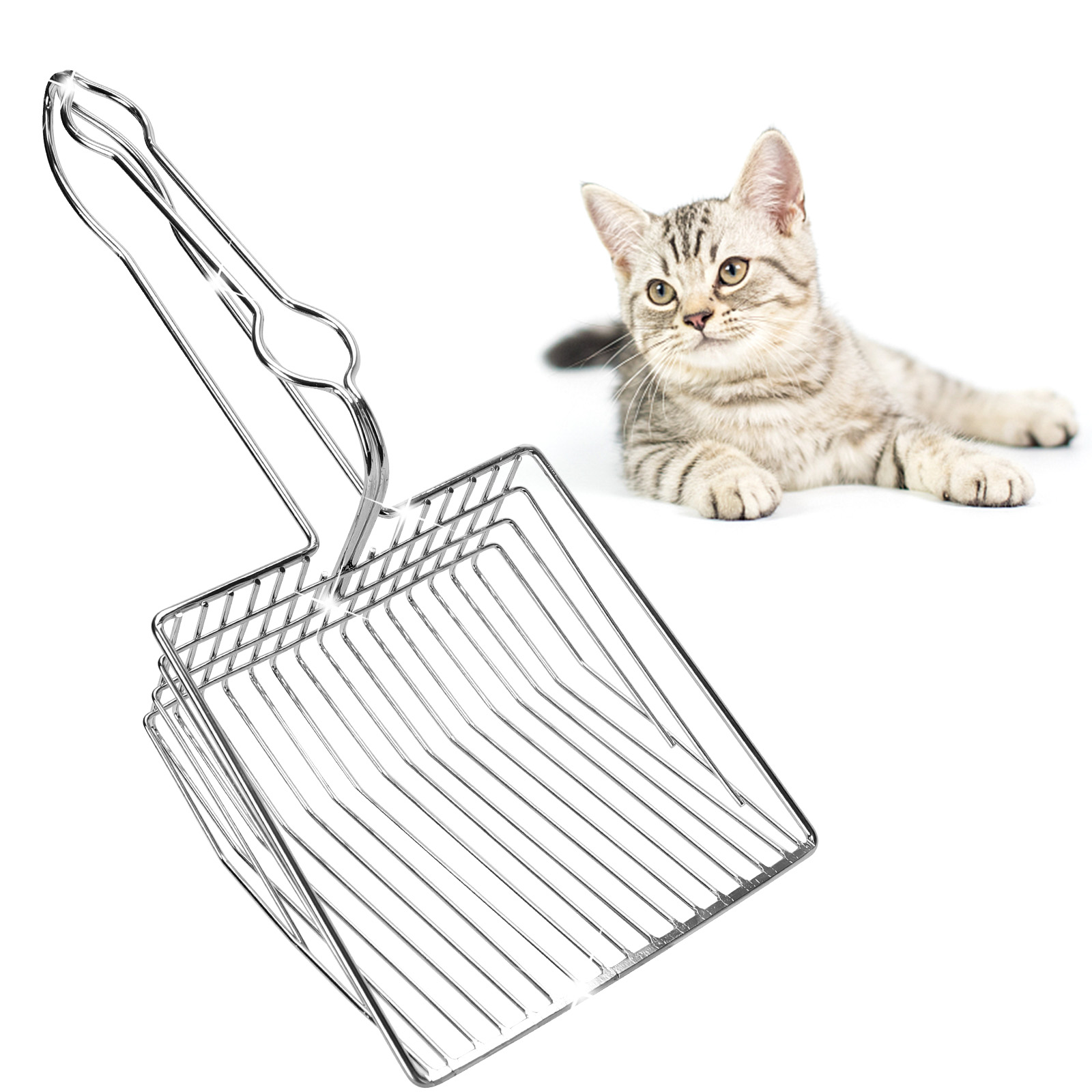 Pá para Areia de Gato Nobleza, Limpa a Caixa de Areia em 2 Minutos, Pá de Metal para Resíduos de Areia de Gato