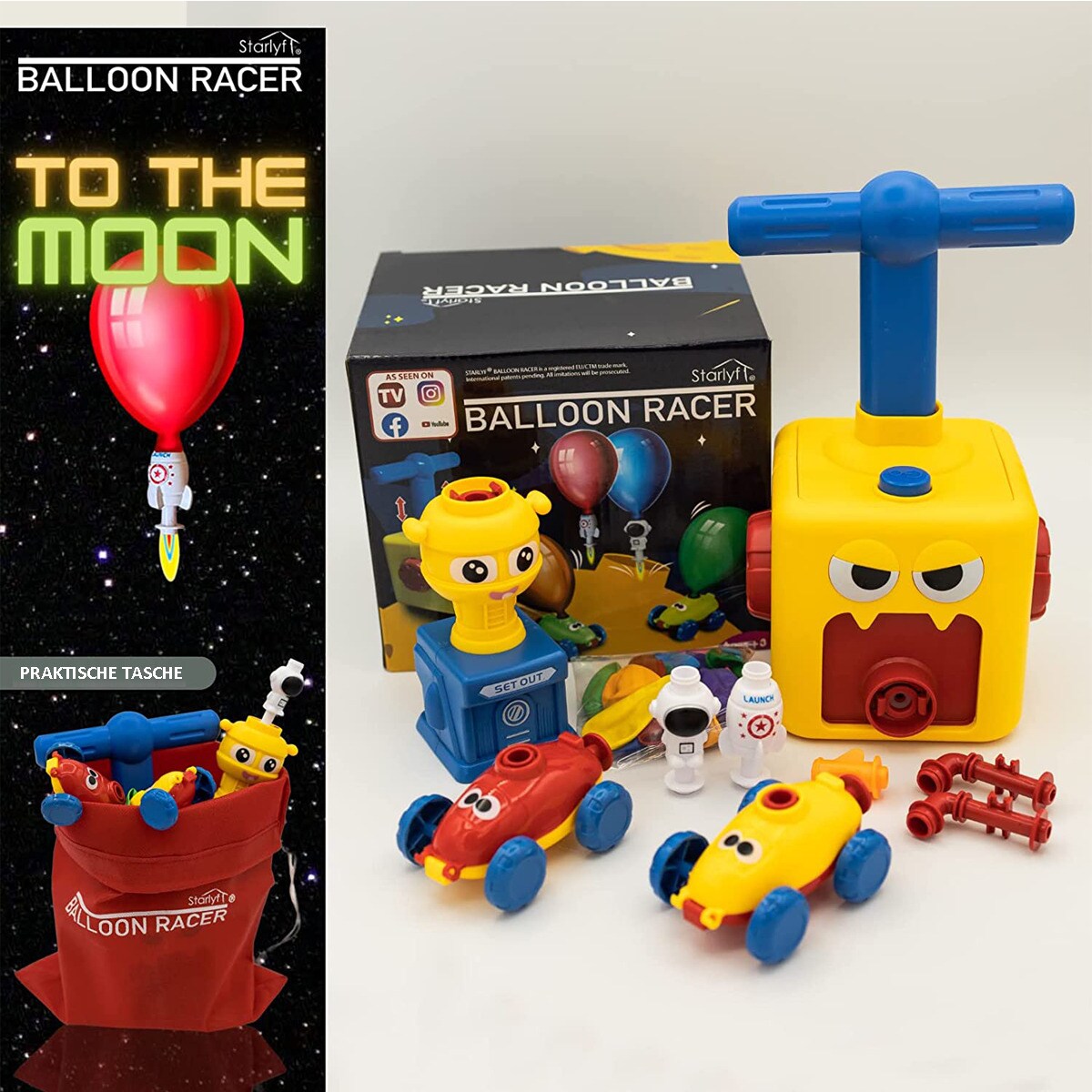 Starlyf® Kinderspielzeug mit Luftballons, Ballon Auto Spielzeug Balloon Racer