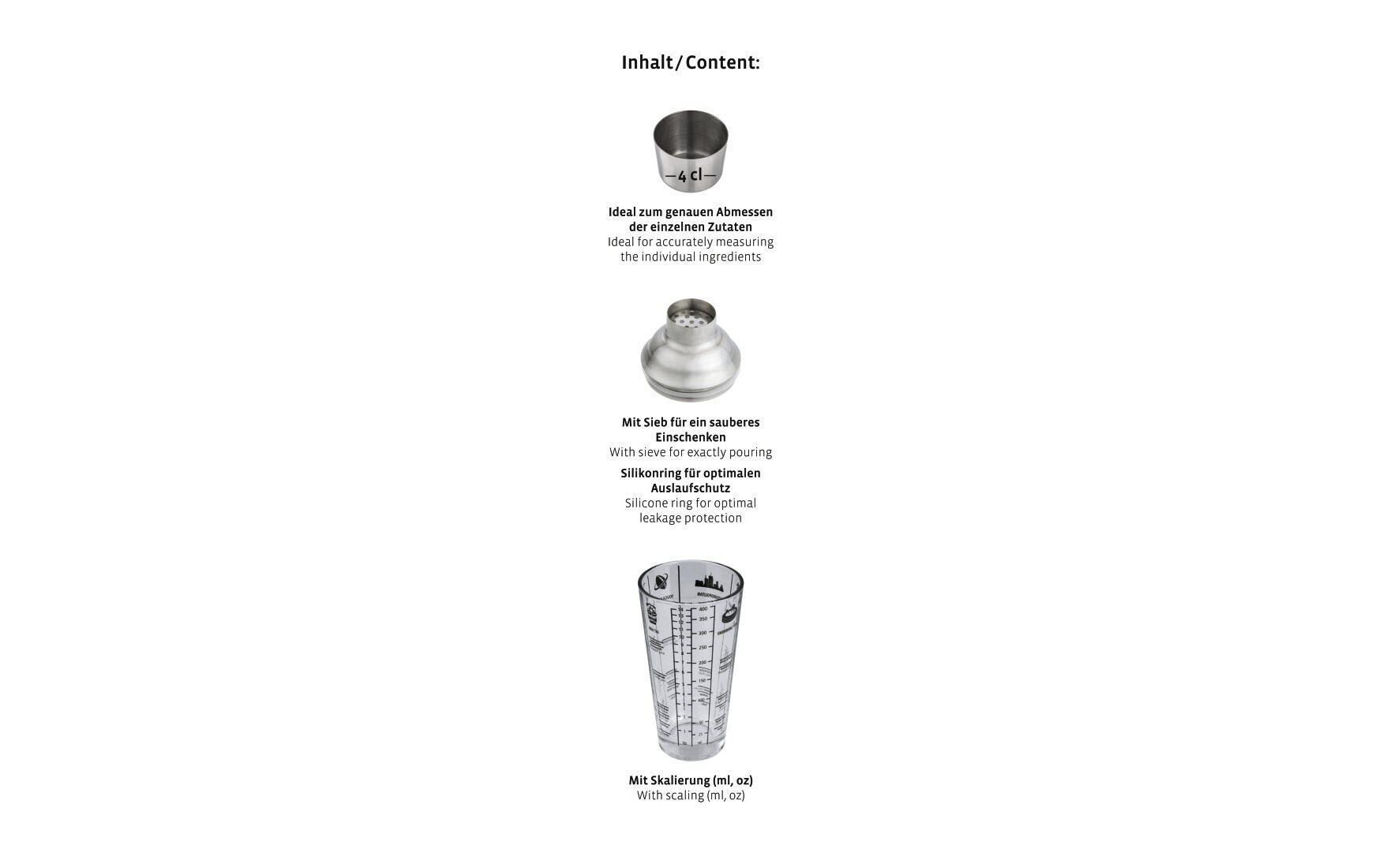Drink Mixer Cocktail-Shaker 0.4 l, TransparentCocktail-Shaker