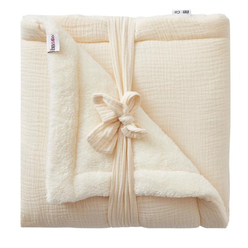 Couverture peluche gaze & microfibre mousse de lait - Mix&Match - BB&CO
