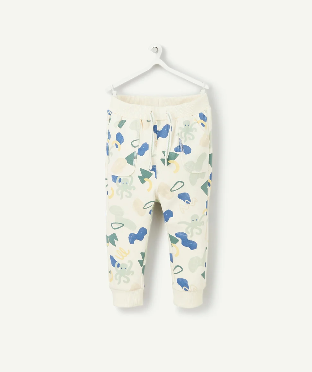 JOGGING BÉBÉ GARÇON ÉCRU AVEC POULPES ET FORMES COLORÉS