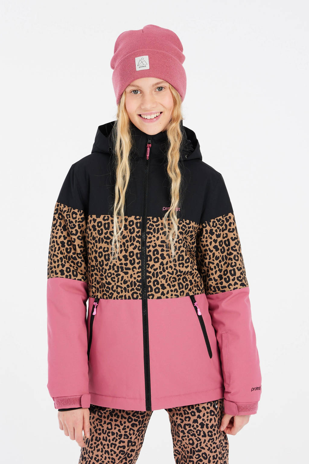 Protest ski-jack Fugee Jr oudroze/zwart/camel