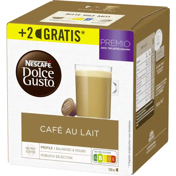 Dolce Gusto Café au Lait Kaffeekapseln 16+2